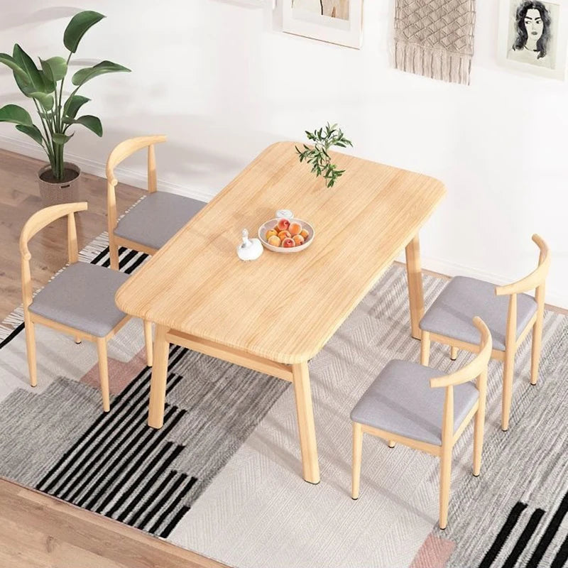 Ensemble de meubles de table à manger rectangulaire en bois moderne d'intérieur, cuisine, salle à manger, coin petit-déjeuner avec 4 chaises, 5 pièces