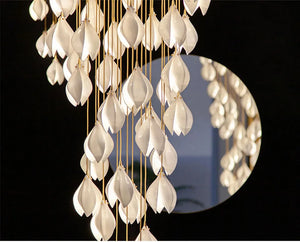 Lustre Magnolia en Céramique, Suspension de Luxe pour Escalier, Plafonnier Réglable pour Restaurant, Hôtel, Chambre à Coucher, oral