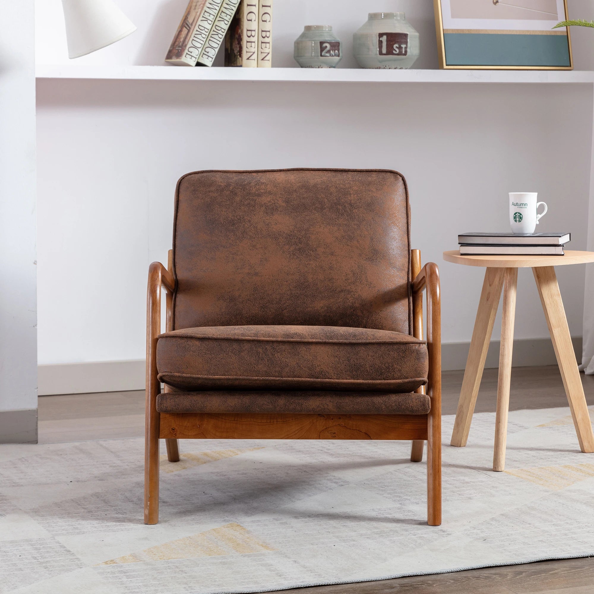 Fauteuil à armature en bois, chaise longue moderne pour salon