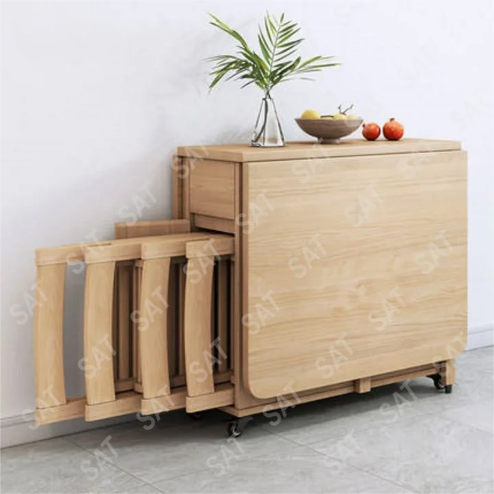 Petite table et chaise extensibles pliantes en bois, meubles peu encombrants, ensemble de table à manger pour appartements, cuisine