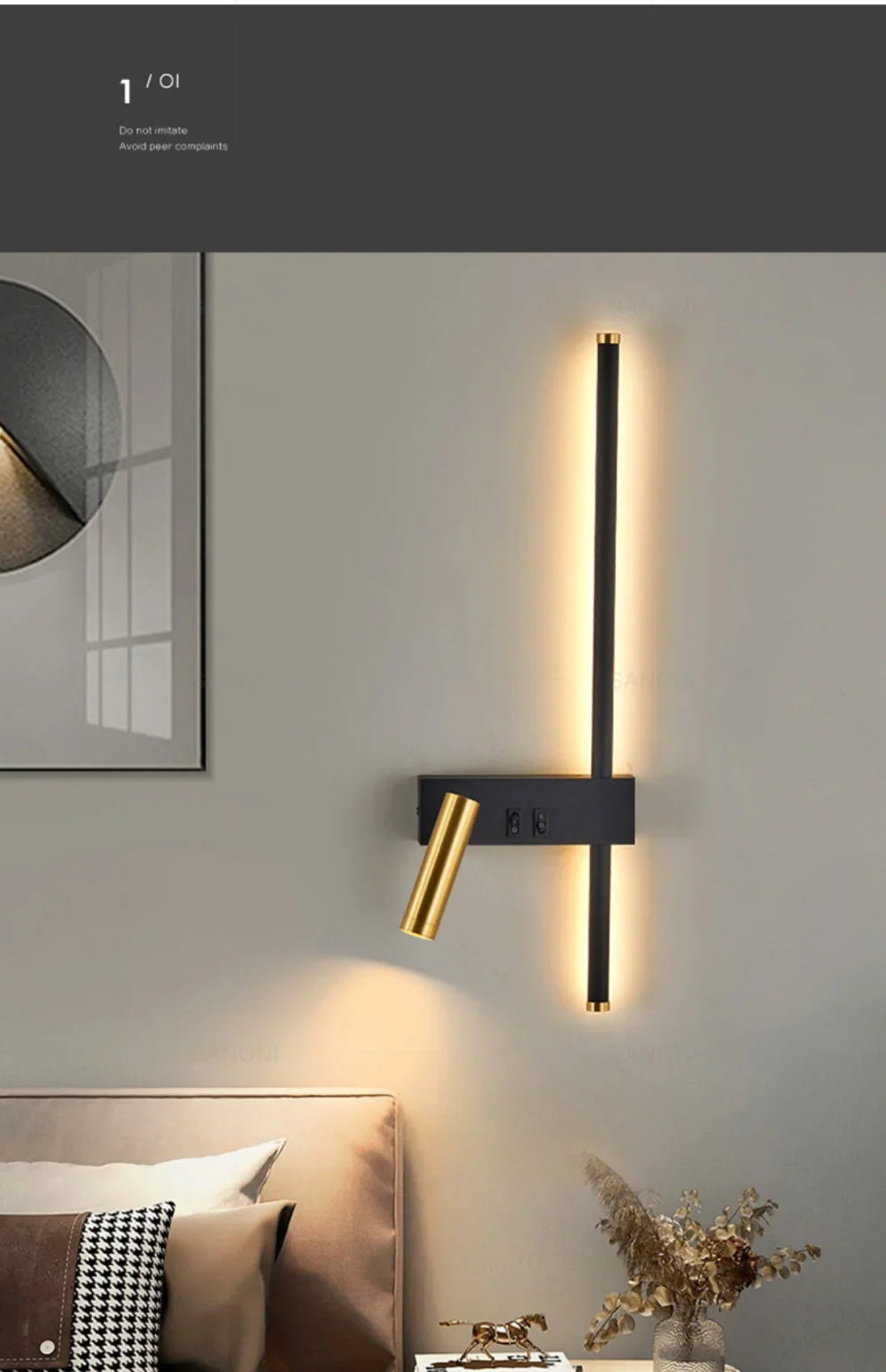 Applique Murale LED Moderne Réglable, Luminaire Décoratif d'Nik, Idéal pour une Chambre à Coucher, un Salon ou un Canapé