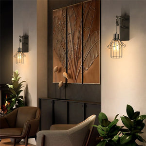 Applique Murale LED en Bois et Fer Noir Style Industriel Rétro, Luminaire Décoratif d'Nik, Idéal pour un Loft