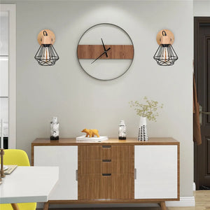 Applique Murale LED en Bois et Fer Noir Style Industriel Rétro, Luminaire Décoratif d'Nik, Idéal pour un Loft