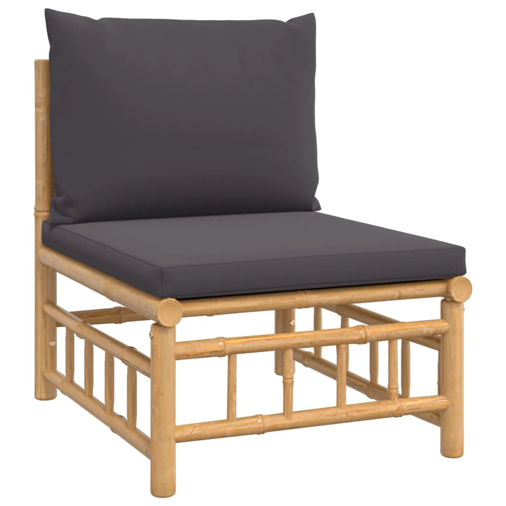 Ensemble de canapé de jardin confortable avec coussins gris foncé, style moderne, 4 pièces