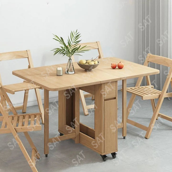 Petite table et chaise extensibles pliantes en bois, meubles peu encombrants, ensemble de table à manger pour appartements, cuisine