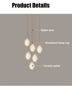 Lustre Magnolia en Céramique, Suspension de Luxe pour Escalier, Plafonnier Réglable pour Restaurant, Hôtel, Chambre à Coucher, oral