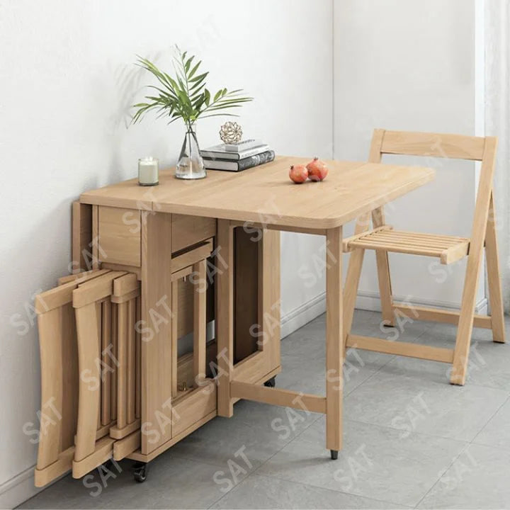 Petite table et chaise extensibles pliantes en bois, meubles peu encombrants, ensemble de table à manger pour appartements, cuisine