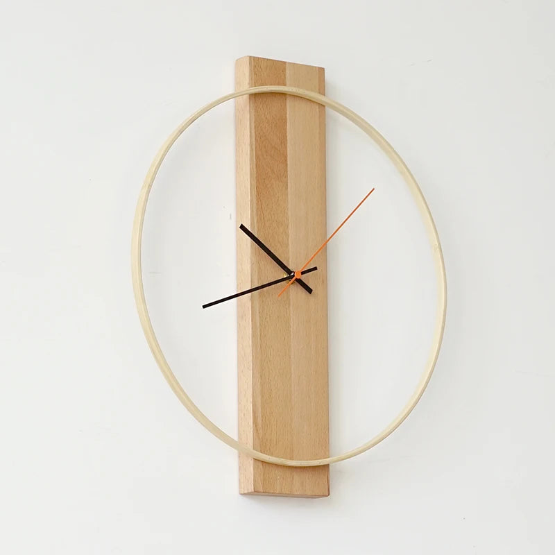 Horloge murale Simple en bois massif, décoration de fond, pendentif décoratif pour salon chambre à coucher, horloge nordique créative suspendue