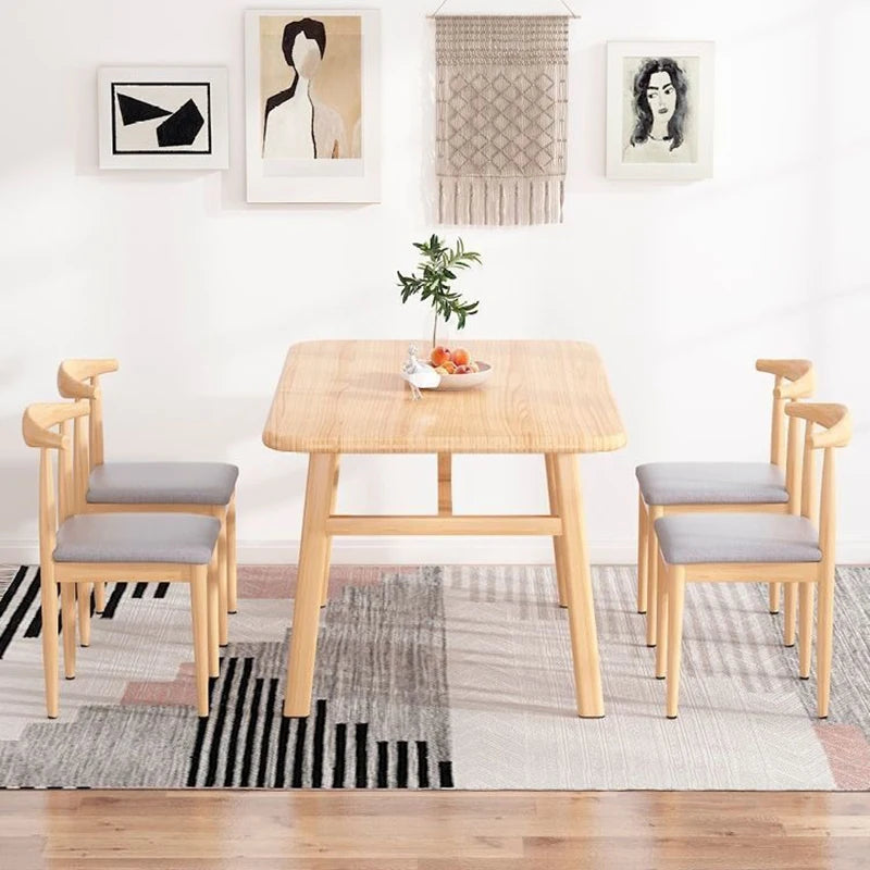 Ensemble de meubles de table à manger rectangulaire en bois moderne d'intérieur, cuisine, salle à manger, coin petit-déjeuner avec 4 chaises, 5 pièces