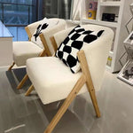 Charger l&#39;image dans la galerie, Chaises de salon en bois massif nordique, chaise de loisirs en velours d&#39;agneau, meubles de maison, fauteuils à dossier 73, luxe abordable, balcon et chambre à coucher
